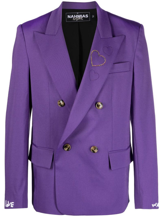 X Kodak Purple Heart Embroidered Double-breasted Blazer