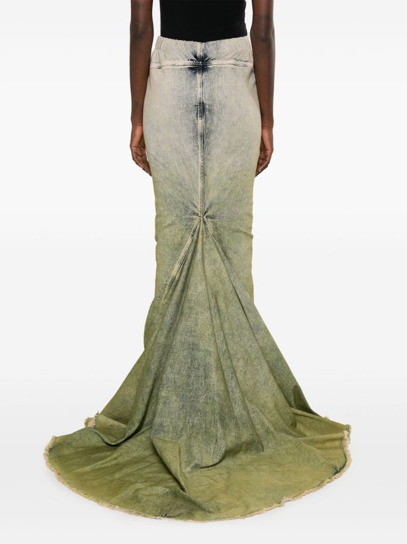 Green Gradient-effect Denim Maxi Skirt