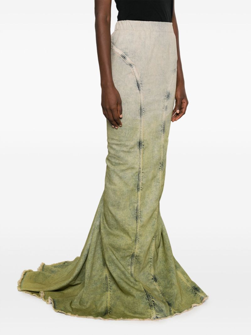 Green Gradient-effect Denim Maxi Skirt