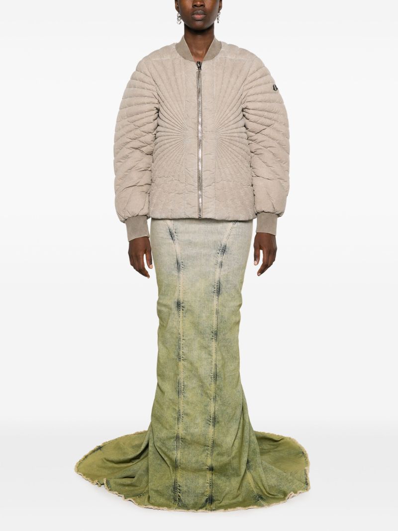Green Gradient-effect Denim Maxi Skirt