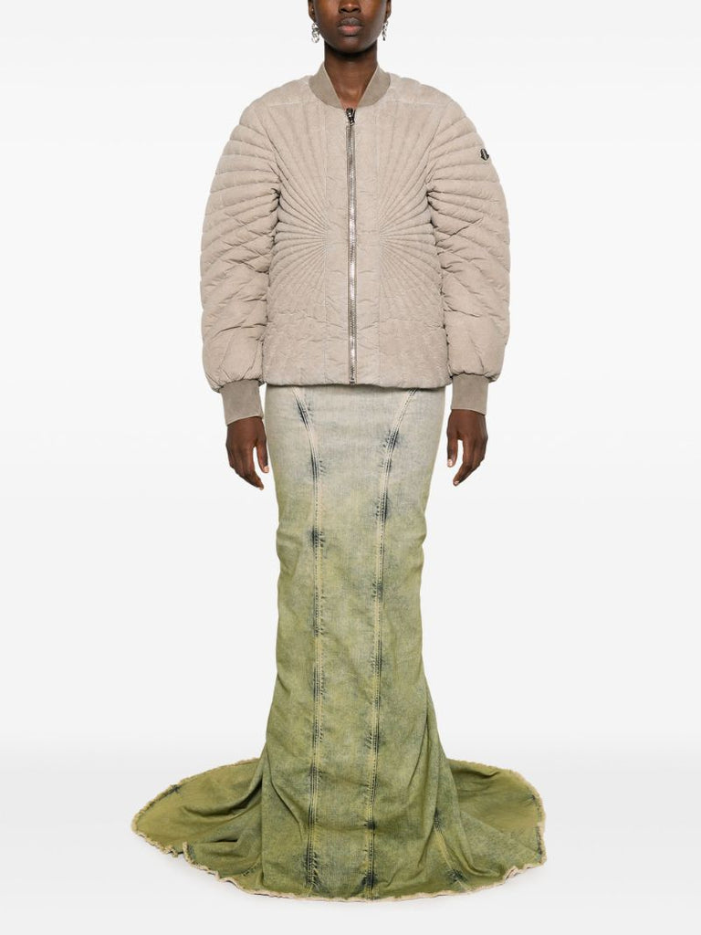 Green Gradient-effect Denim Maxi Skirt
