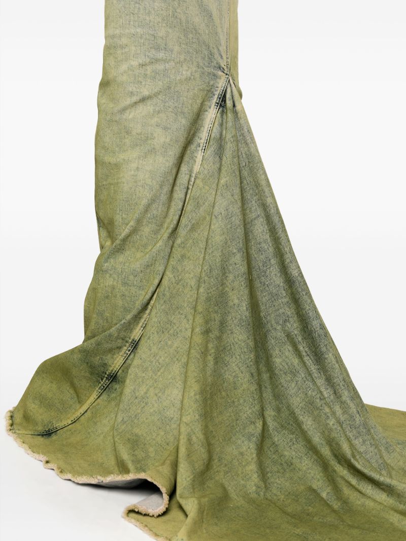 Green Gradient-effect Denim Maxi Skirt