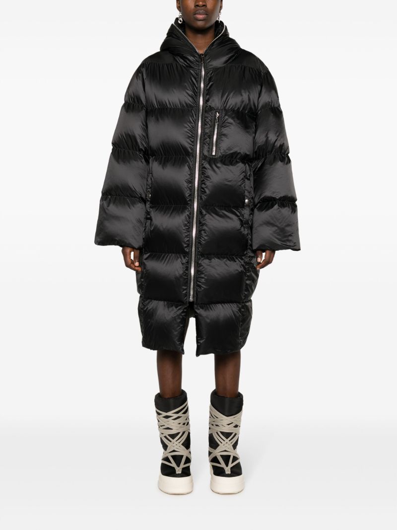 Black Gimp Down Hooded Coat