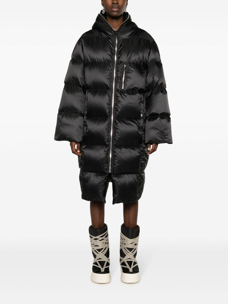 Black Gimp Down Hooded Coat