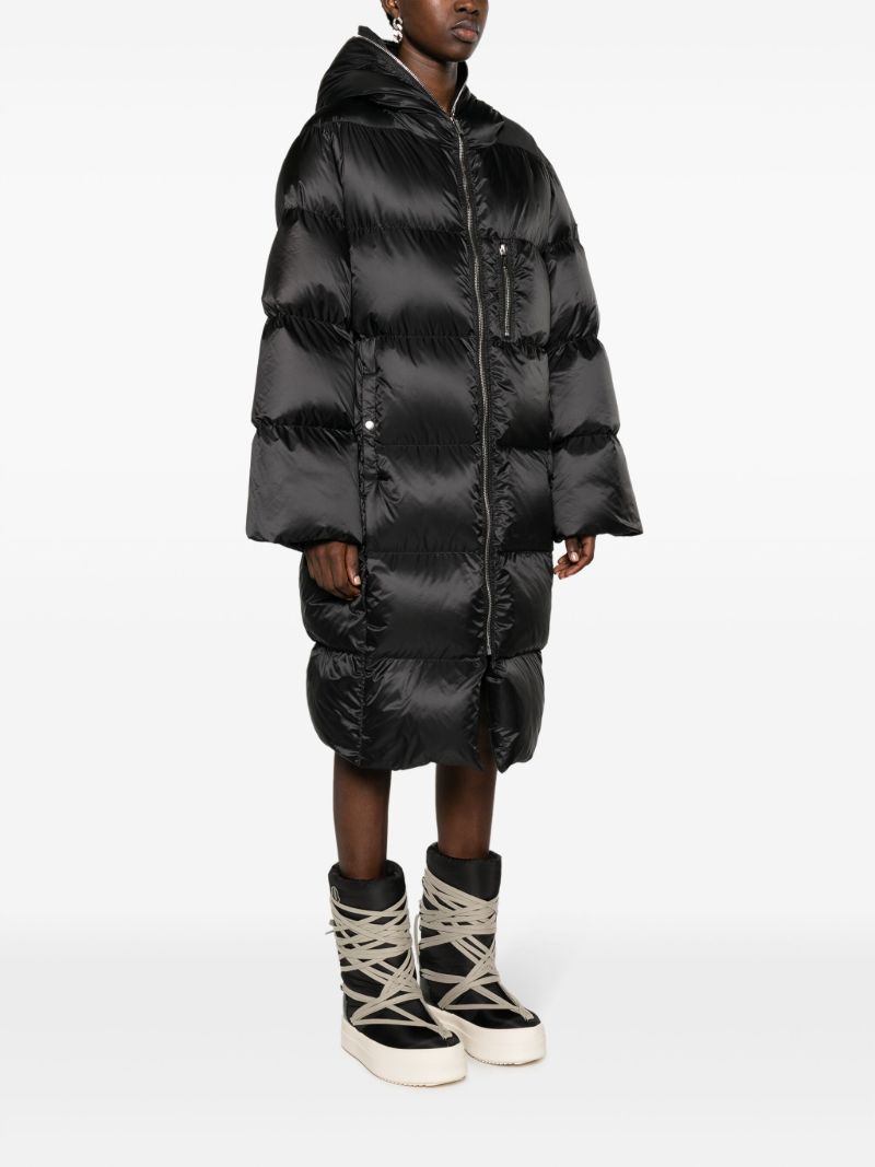 Black Gimp Down Hooded Coat