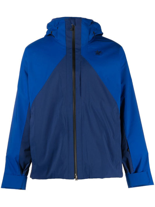 Blue Two-tone Hooded Ski Jacket