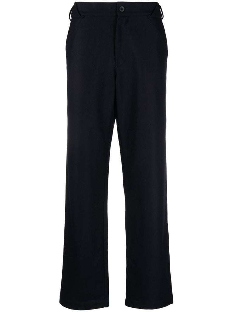 Blue Broad Straight-leg Trousers