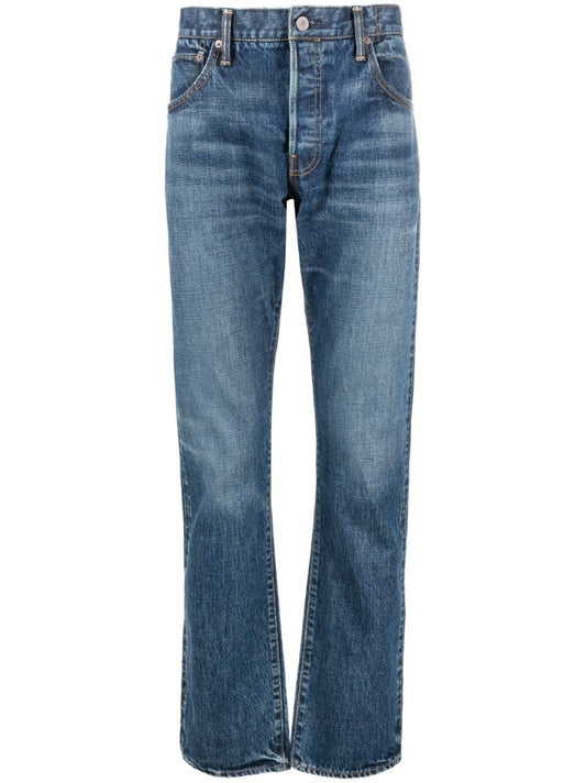 Blue Social Sculpture 01 Straight-leg Jeans