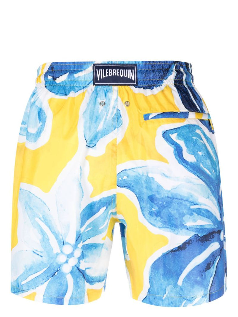 Yellow Okohina Floral Print Swim Shorts