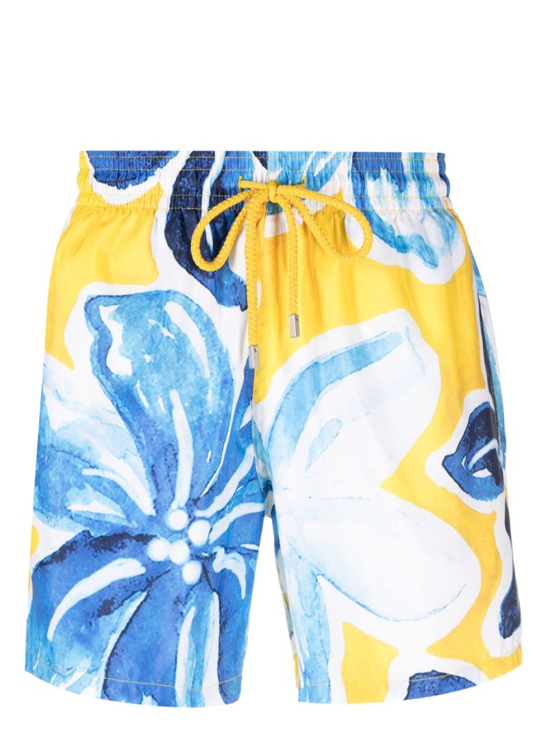 Yellow Okohina Floral Print Swim Shorts
