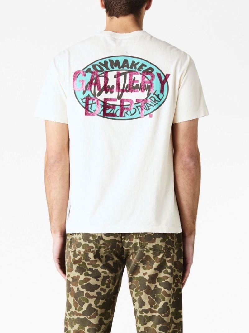 White Dead Batteries Printed Cotton T-shirt