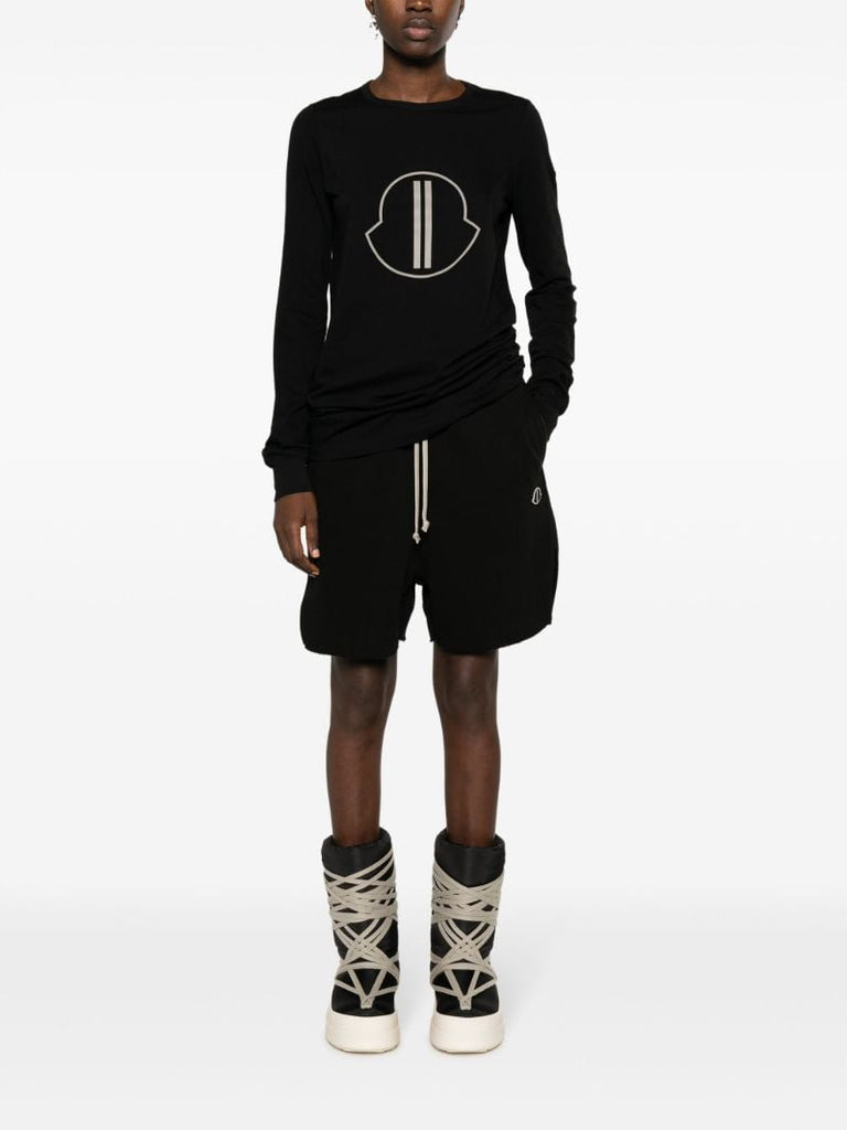 Black Logo AppliquÃ_x0083_Â© Drawstring Shorts