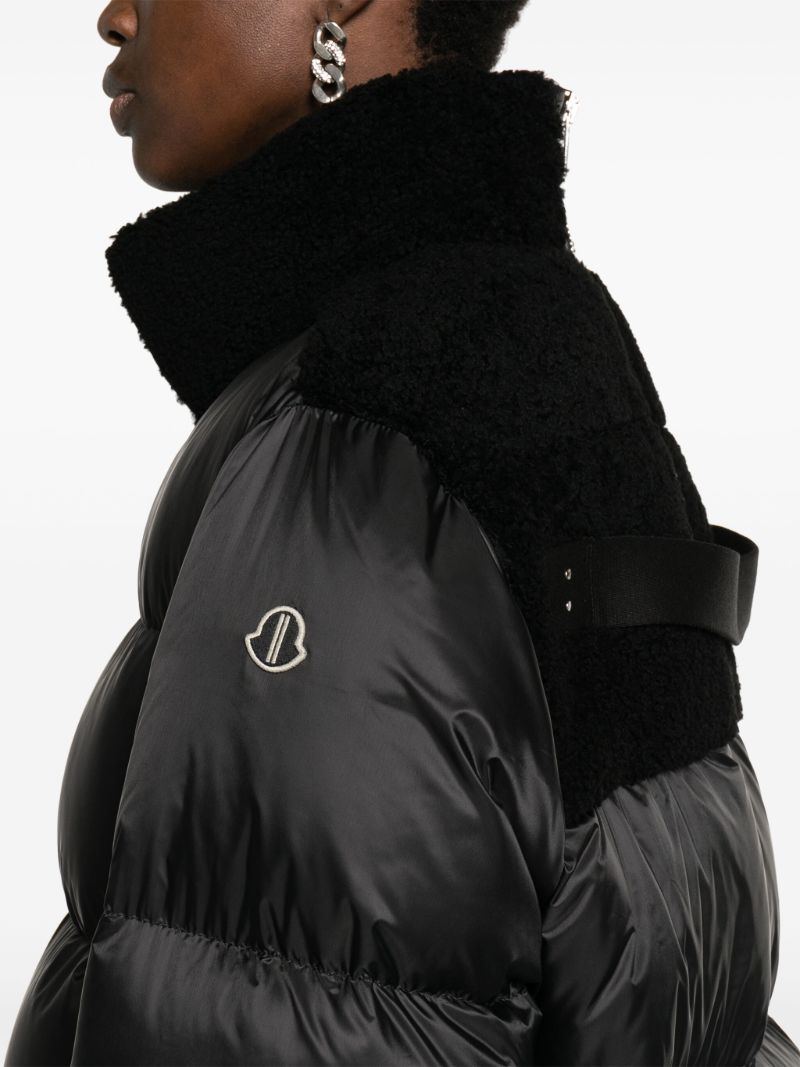 Black Cyclopic Shearling Trim Padded Coat