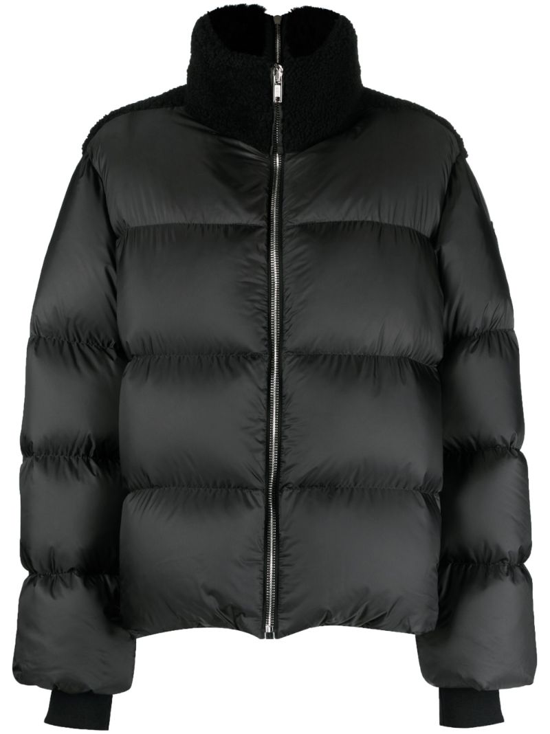 Black Cyclopic Shearling Trim Padded Coat