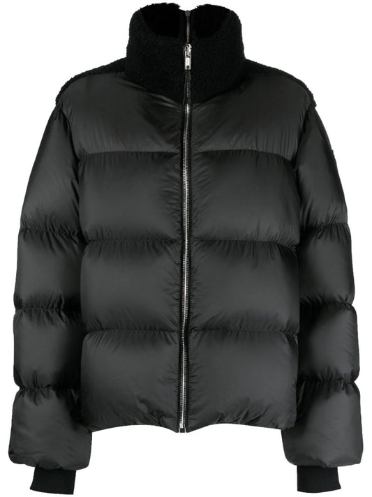 Black Cyclopic Shearling Trim Padded Coat
