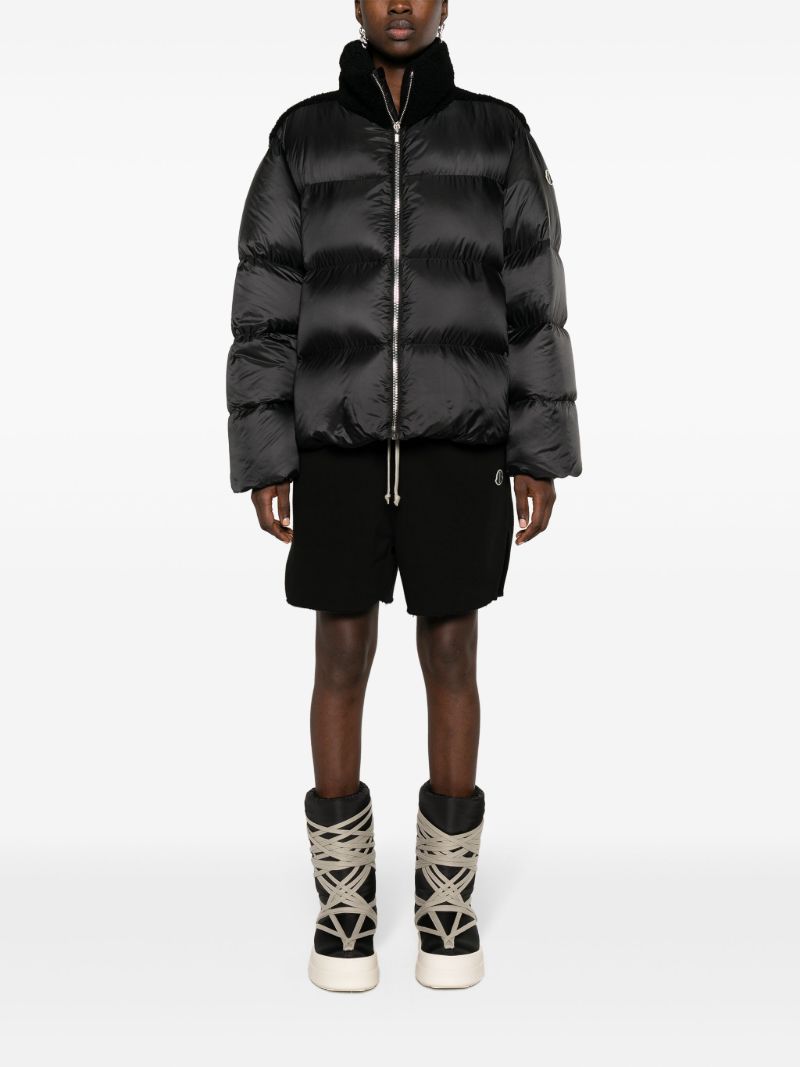 Black Cyclopic Shearling Trim Padded Coat