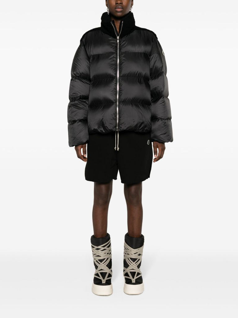 Black Cyclopic Shearling Trim Padded Coat