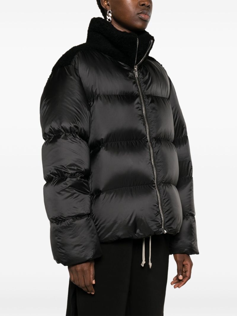 Black Cyclopic Shearling Trim Padded Coat