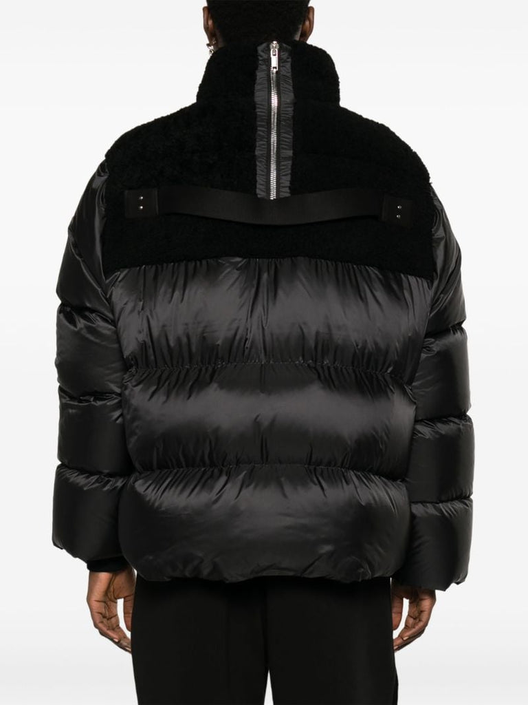Black Cyclopic Shearling Trim Padded Coat