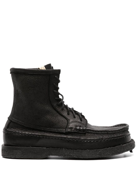 Black Cheekag-folk Leather Boots