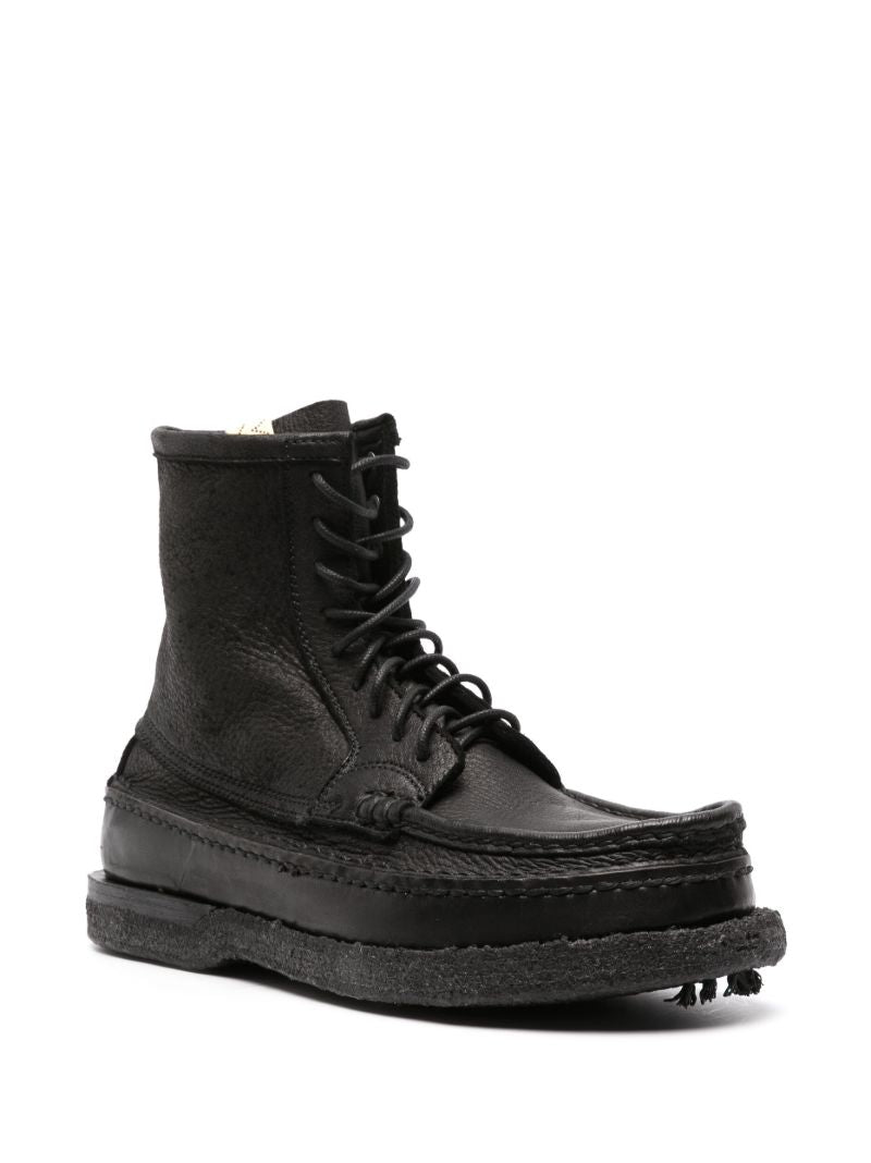 Black Cheekag-folk Leather Boots