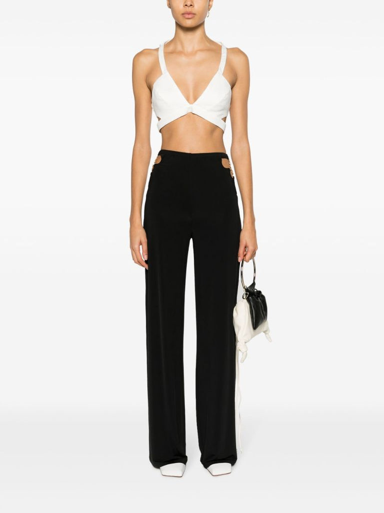 Black Anastacia Chain-detail Flared Trousers