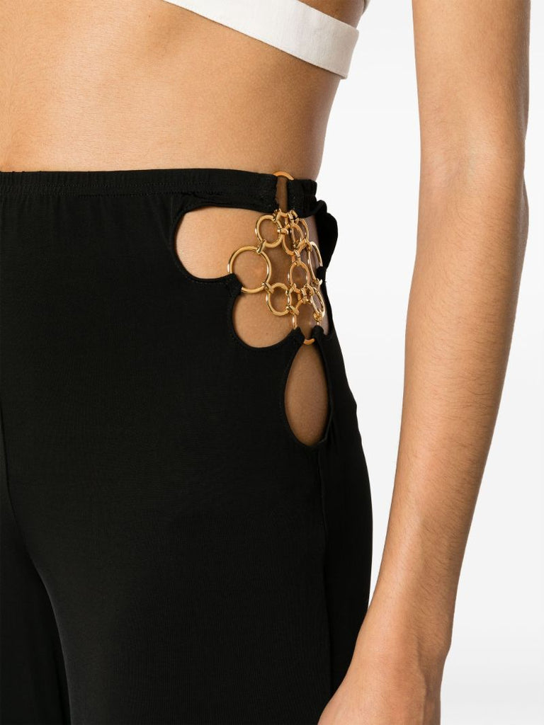 Black Anastacia Chain-detail Flared Trousers