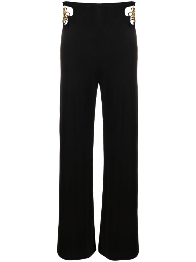 Black Anastacia Chain-detail Flared Trousers