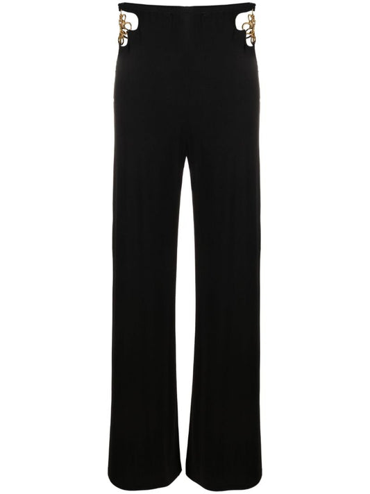 Black Anastacia Chain-detail Flared Trousers