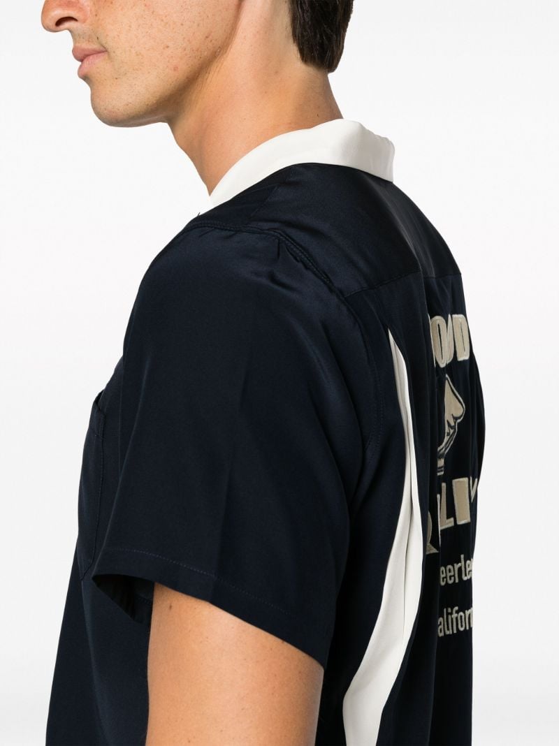 Blue Hacking Silk Bowling Shirt