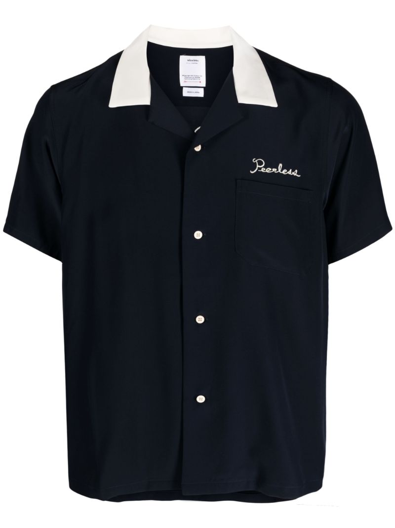 Blue Hacking Silk Bowling Shirt