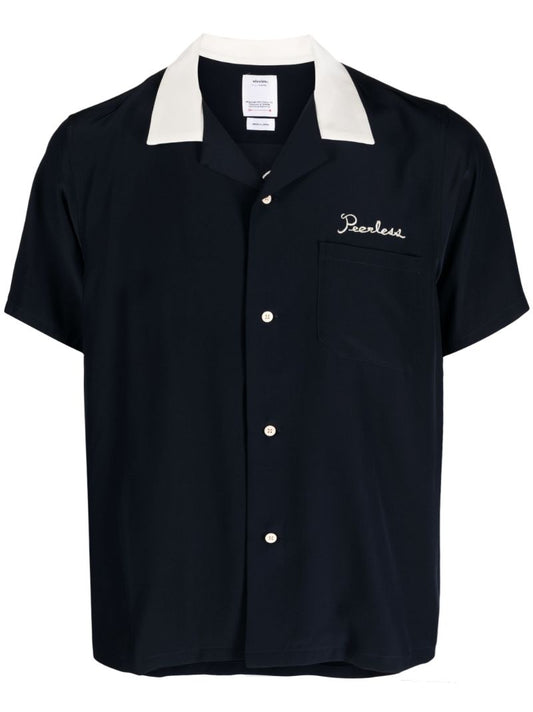 Blue Hacking Silk Bowling Shirt