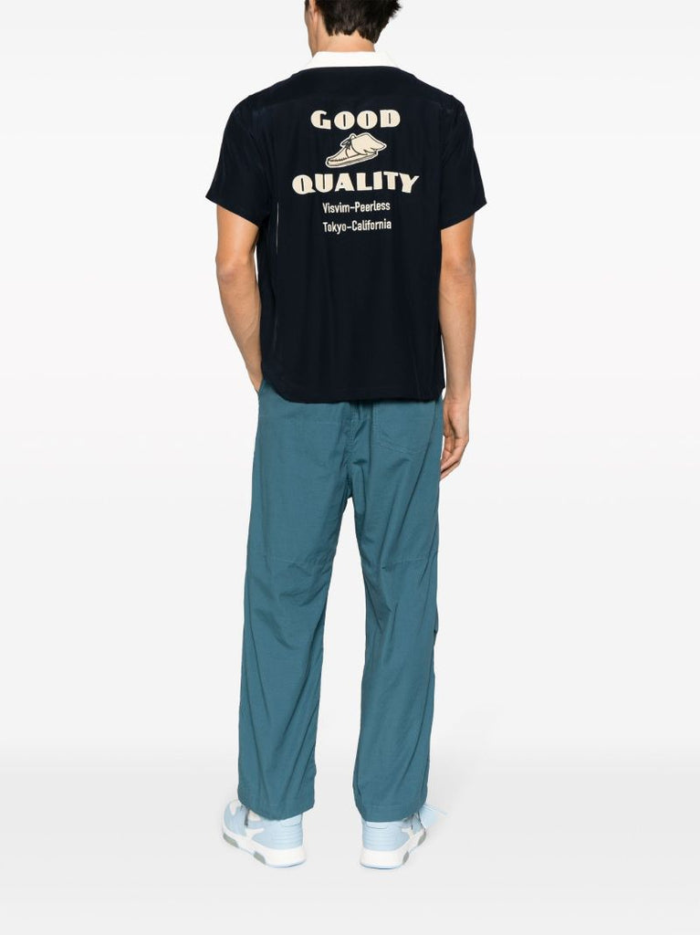 Blue Hacking Silk Bowling Shirt