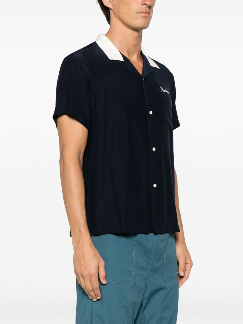 Blue Hacking Silk Bowling Shirt