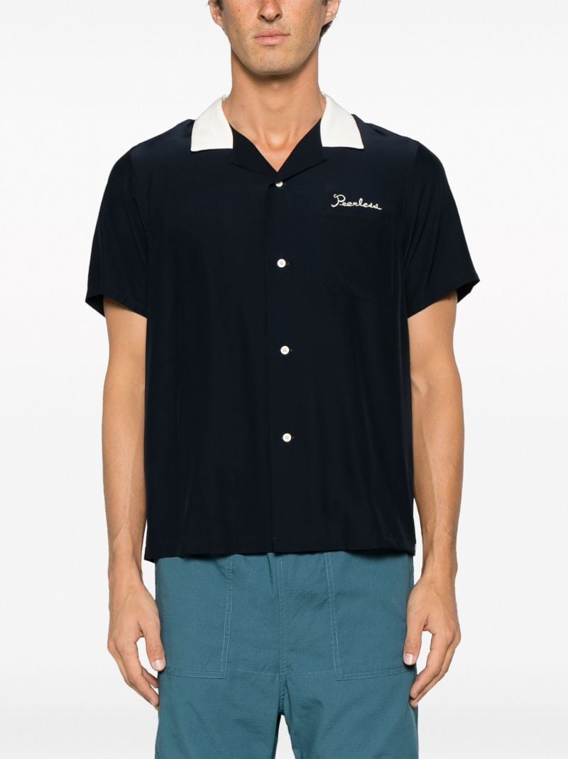 Blue Hacking Silk Bowling Shirt