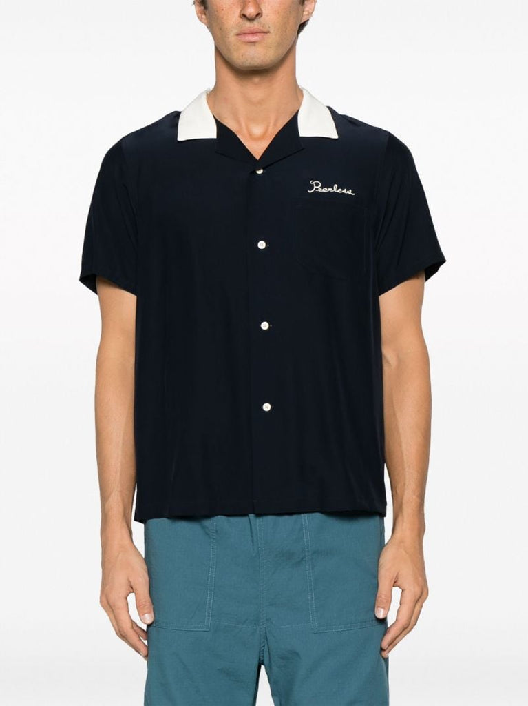 Blue Hacking Silk Bowling Shirt