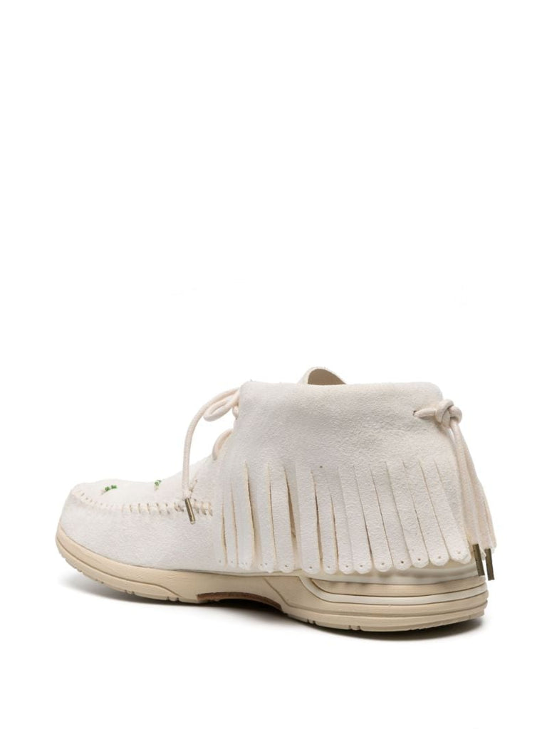 White Fbt Shaman-folk Fringed Suede Boots