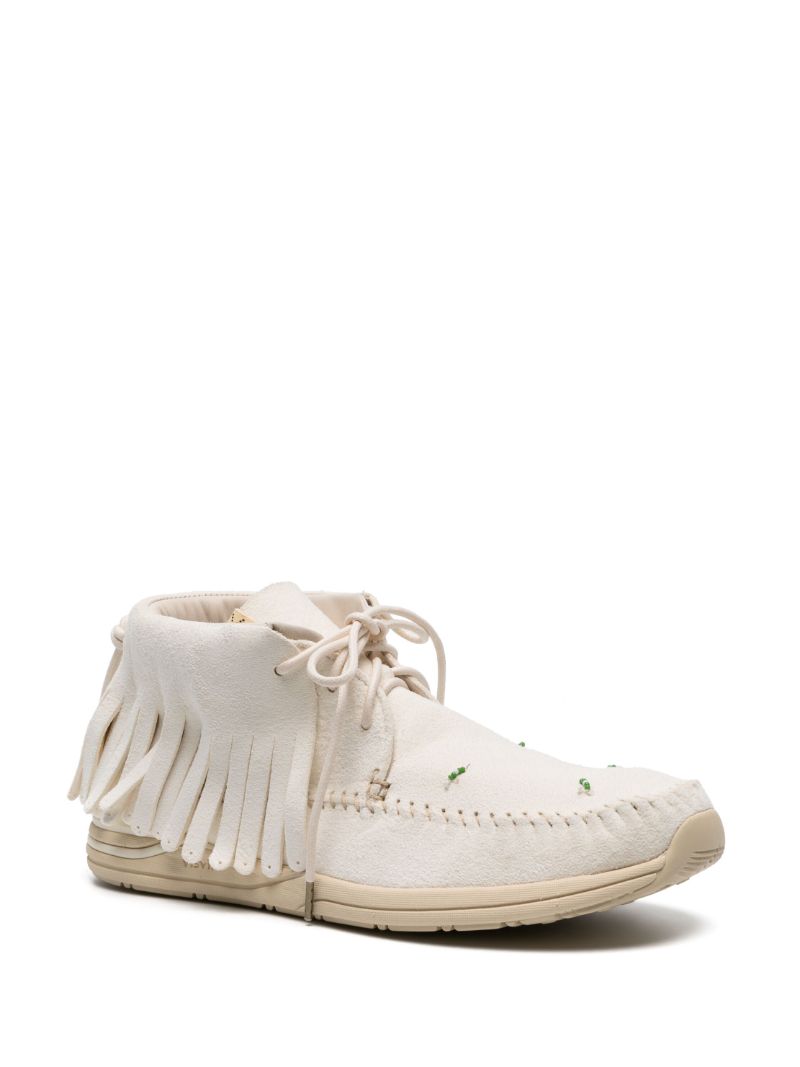 White Fbt Shaman-folk Fringed Suede Boots