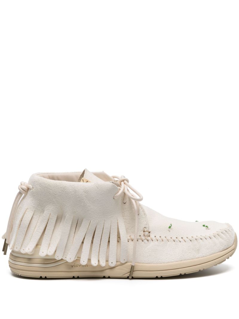 White Fbt Shaman-folk Fringed Suede Boots