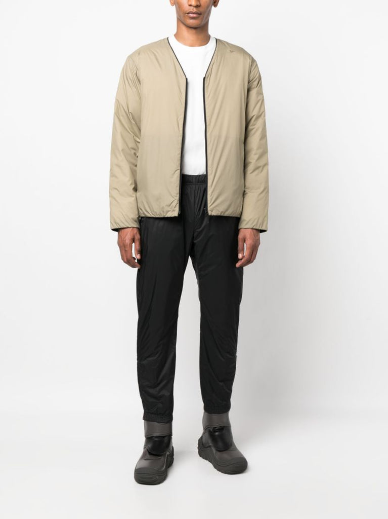 Beige V Neck Zip Up Jacket