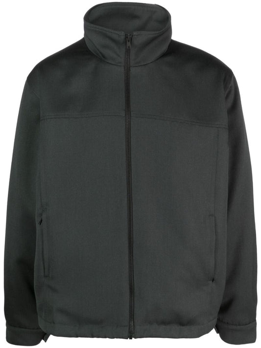 Grey High-neck Zip-up Wool Jacket