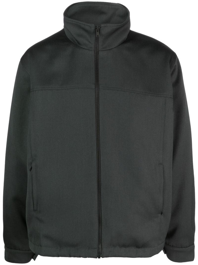 Grey High-neck Zip-up Wool Jacket