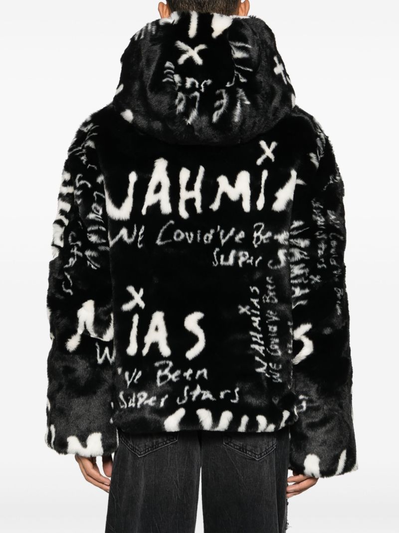 X Black Kodak Black Superstars Faux-fur Jacket