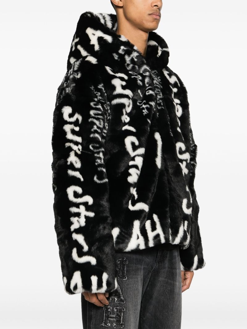 X Black Kodak Black Superstars Faux-fur Jacket