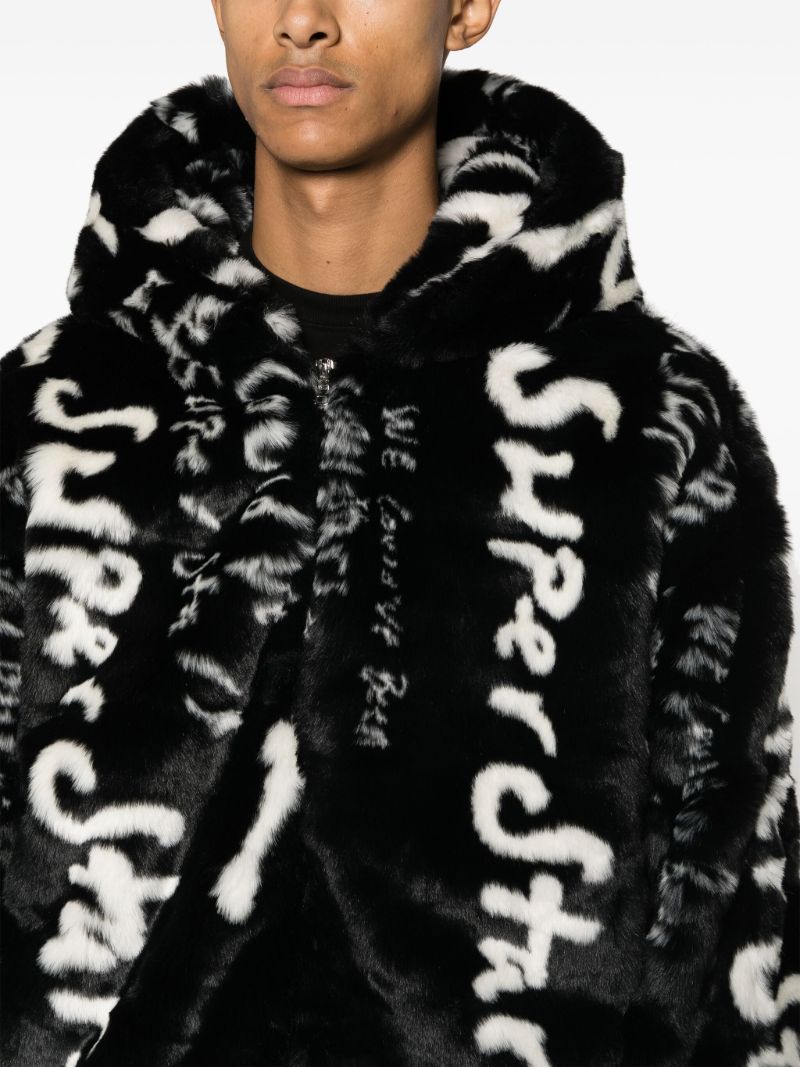 X Black Kodak Black Superstars Faux-fur Jacket
