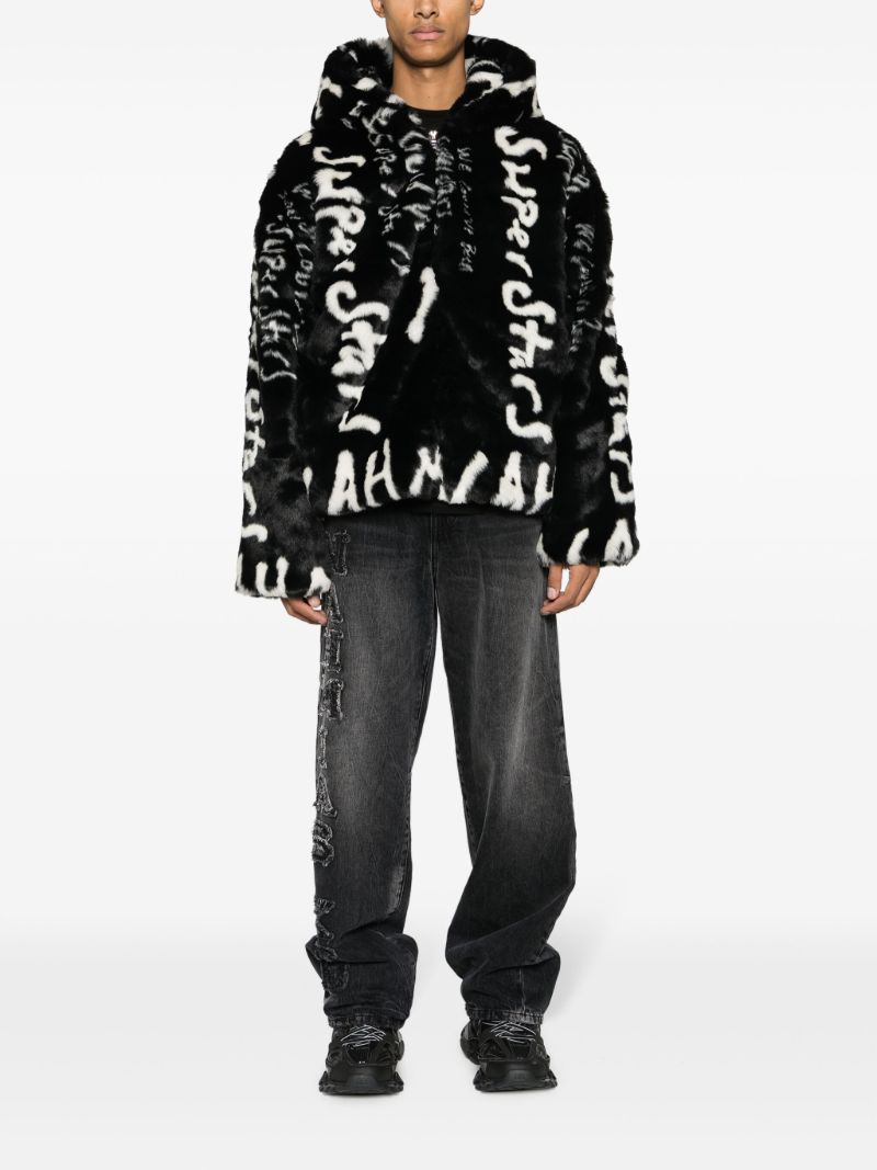 X Black Kodak Black Superstars Faux-fur Jacket