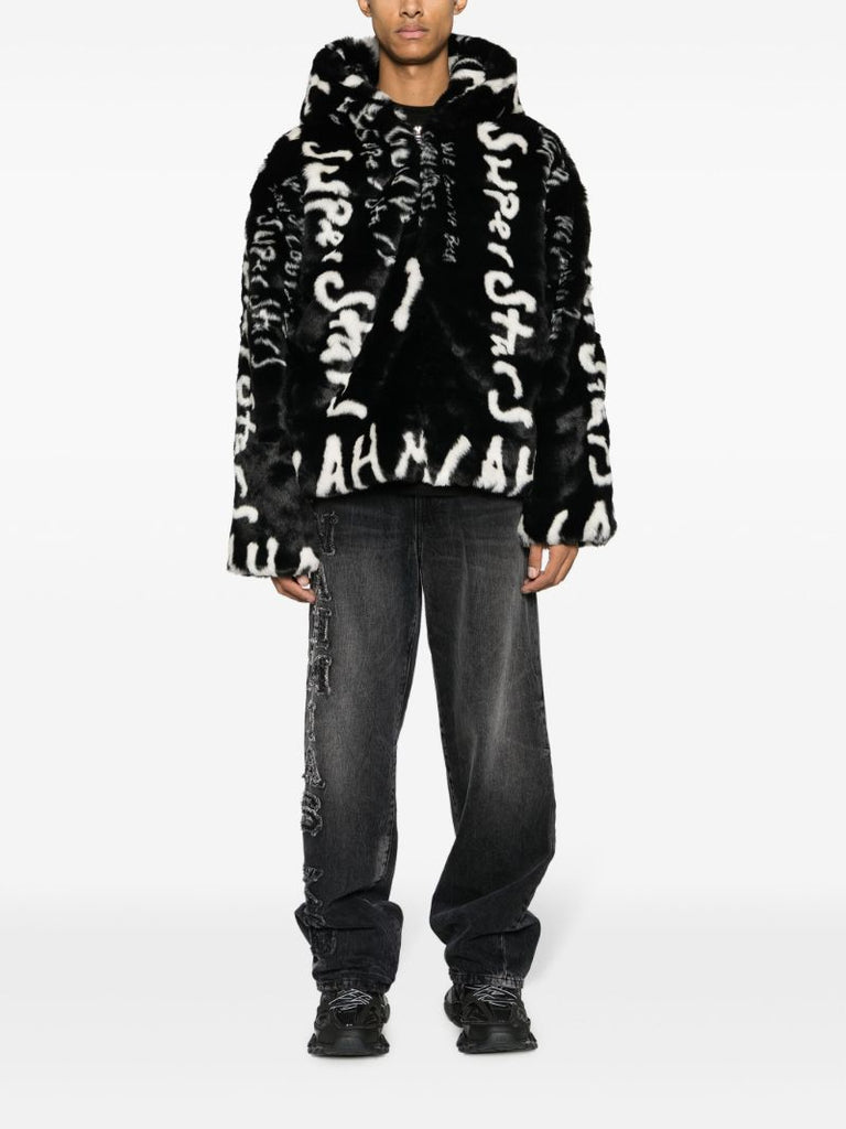 X Black Kodak Black Superstars Faux-fur Jacket
