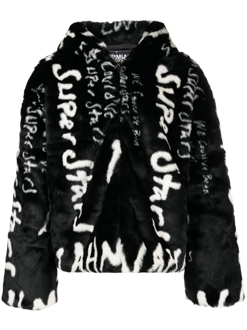 X Black Kodak Black Superstars Faux-fur Jacket