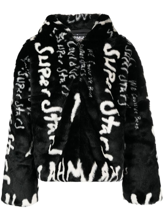 X Black Kodak Black Superstars Faux-fur Jacket
