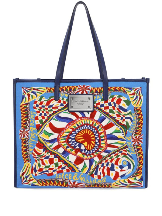 Multicolour Carretto Print Large Tote Bag